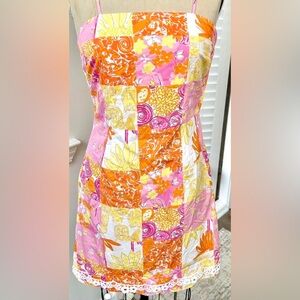 Lilly Pulitzer patchwork dress. See description for sizing